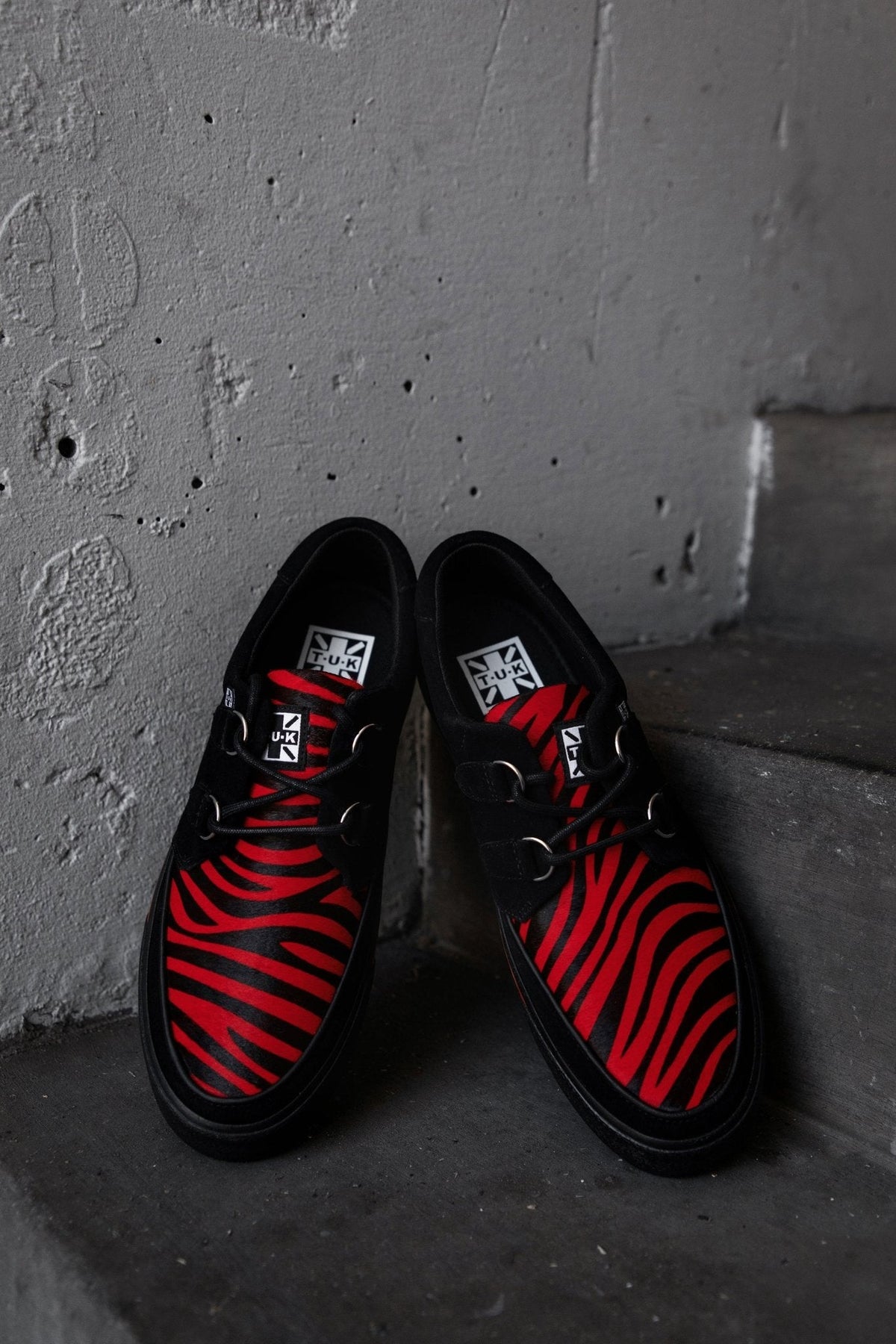 A3400 Black &Red Zebra Suede Creeper Sneaker - T.U.K. Shoes