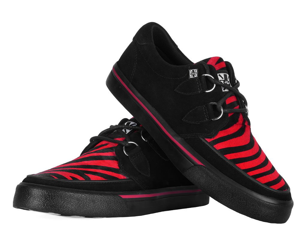 A3400 Black &Red Zebra Suede Creeper Sneaker - T.U.K. Shoes