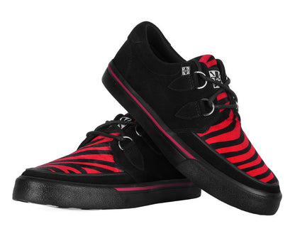 A3400 Black &Red Zebra Suede Creeper Sneaker - T.U.K. Shoes