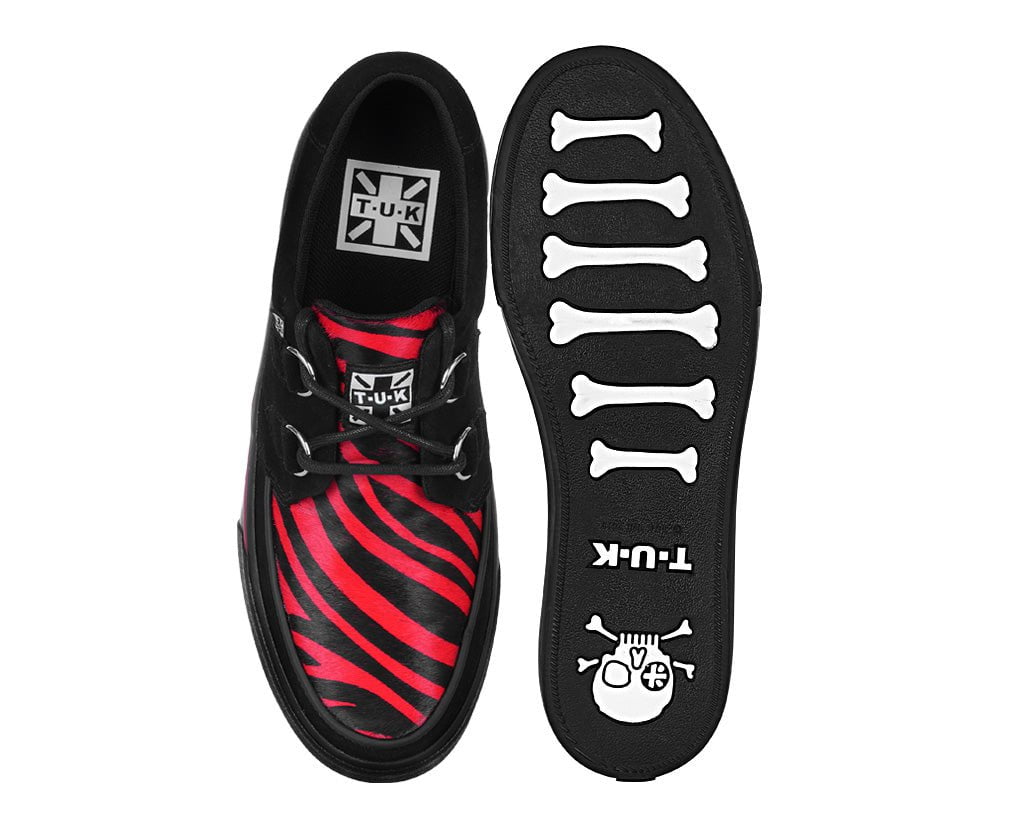 A3400 Black &Red Zebra Suede Creeper Sneaker - T.U.K. Shoes