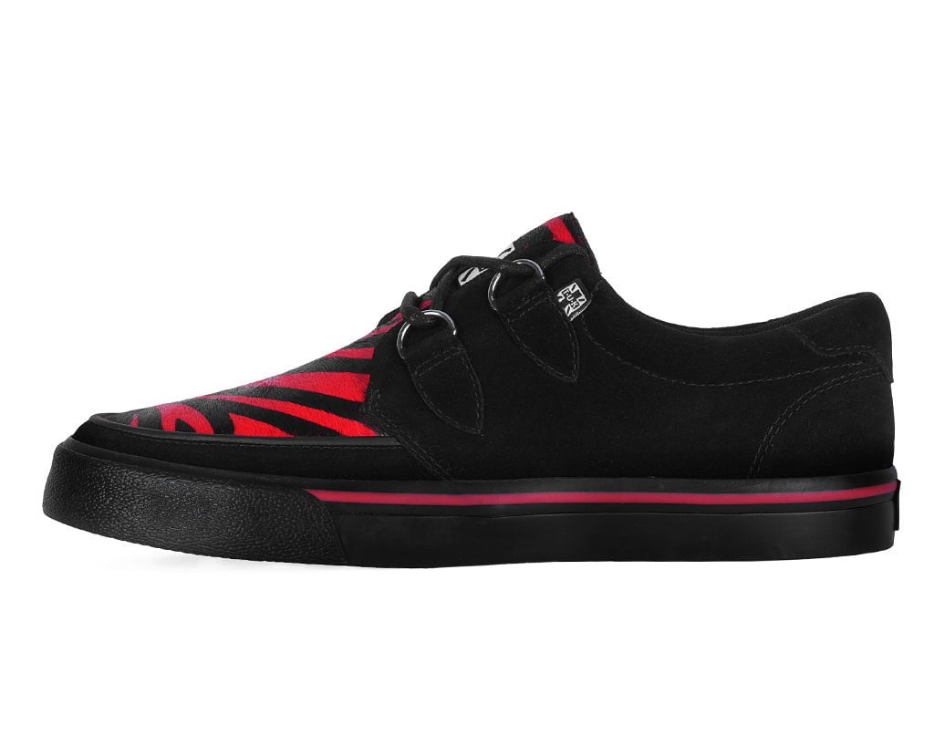 A3400 Black &Red Zebra Suede Creeper Sneaker - T.U.K. Shoes