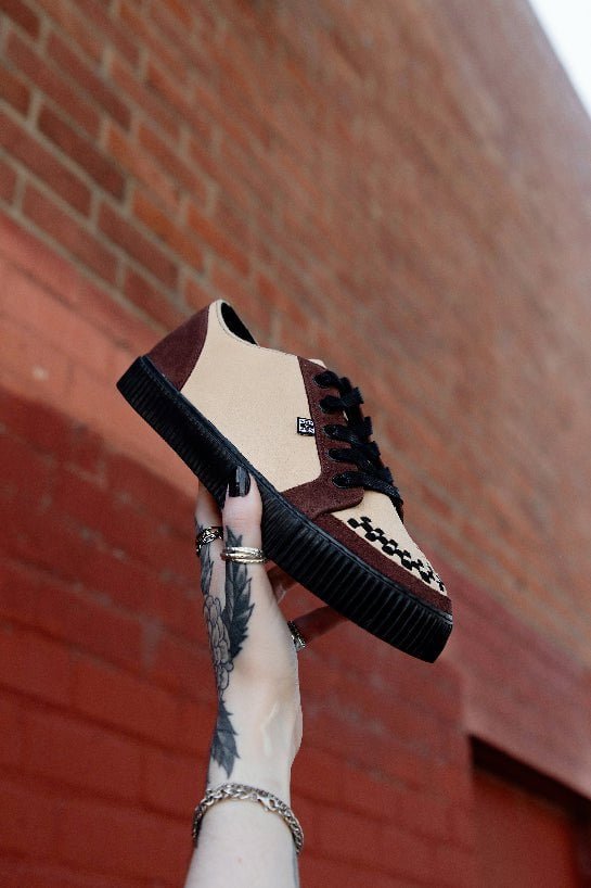 A3431 Tan & Brown Suede Lace-Up Creeper Sneaker - T.U.K. Shoes