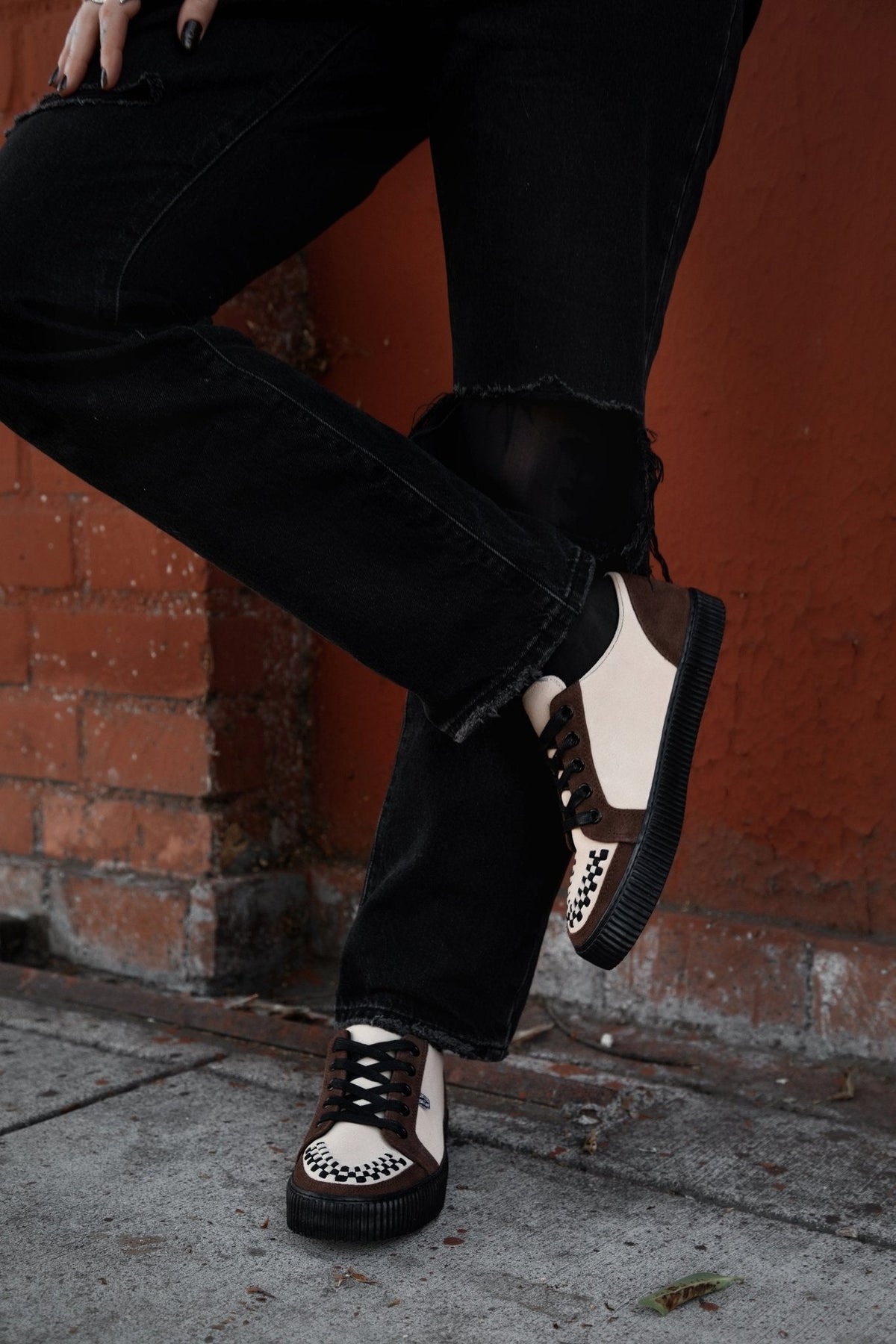 A3431 Tan & Brown Suede Lace-Up Creeper Sneaker - T.U.K. Shoes