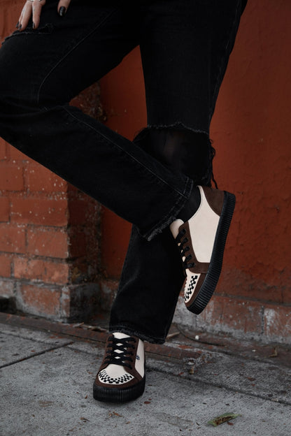 A3431 Tan & Brown Suede Lace-Up Creeper Sneaker - T.U.K. Shoes