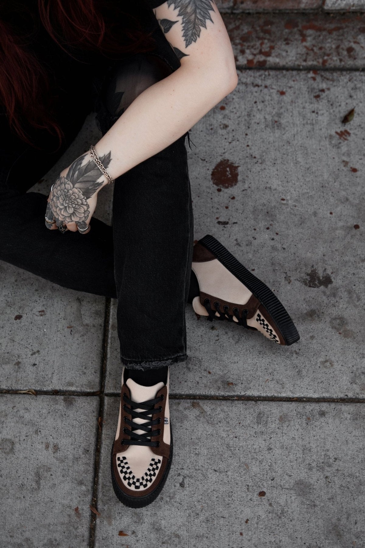 A3431 Tan & Brown Suede Lace-Up Creeper Sneaker - T.U.K. Shoes