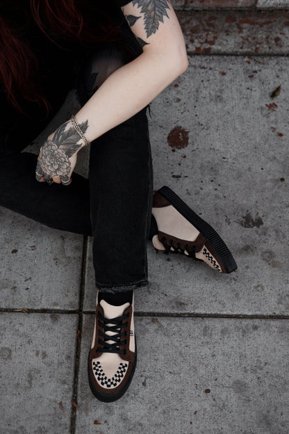 A3431 Tan & Brown Suede Lace-Up Creeper Sneaker - T.U.K. Shoes