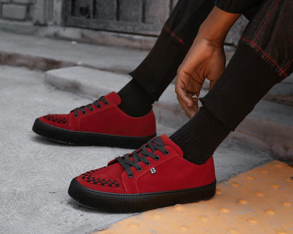 A3316 Red Suede Lace-Up Creeper Sneaker - T.U.K. Shoes