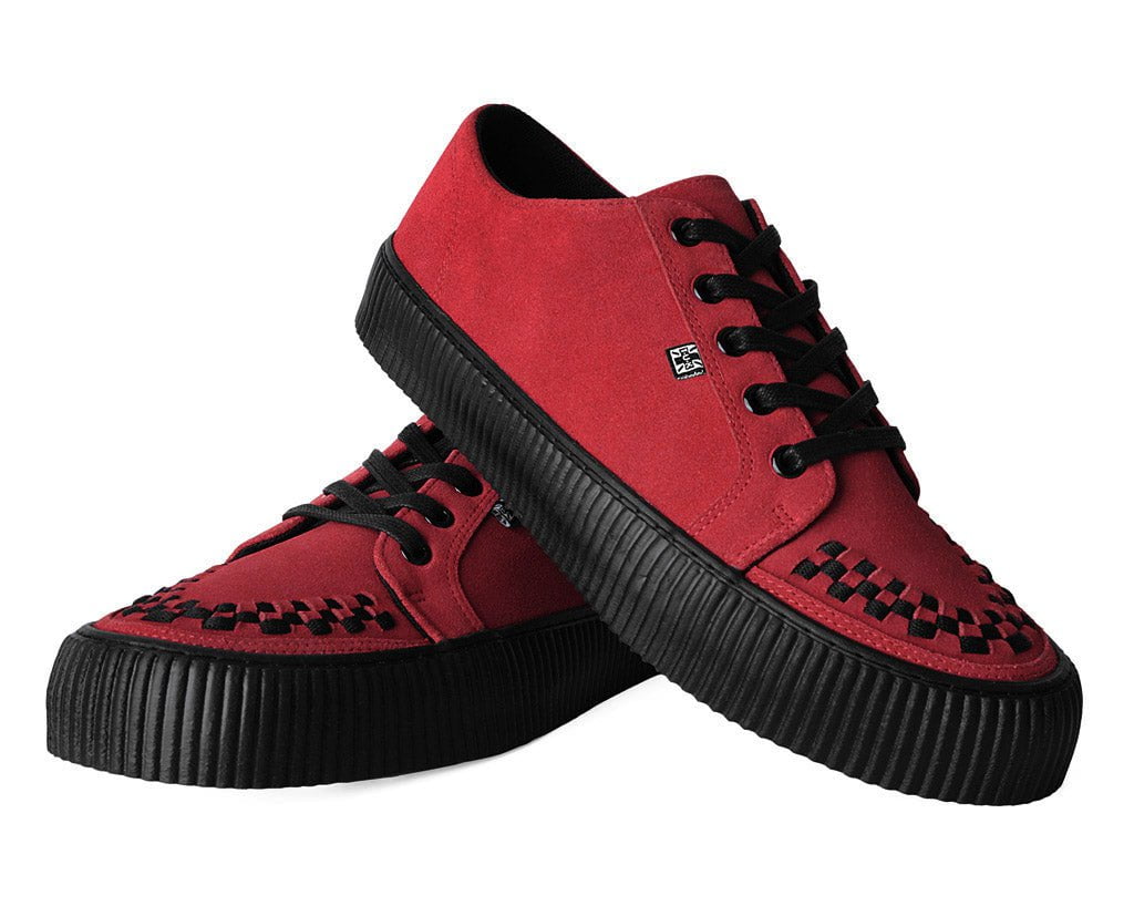 A3316 Red Suede Lace-Up Creeper Sneaker - T.U.K. Shoes
