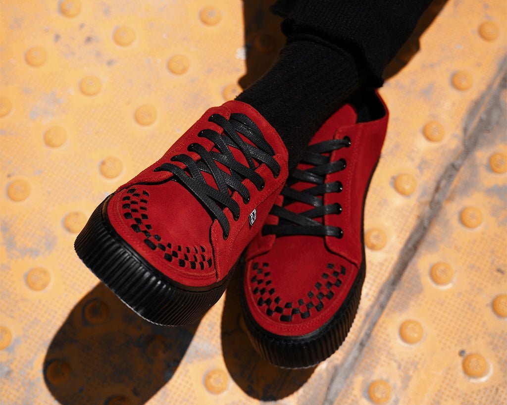 A3316 Red Suede Lace-Up Creeper Sneaker - T.U.K. Shoes