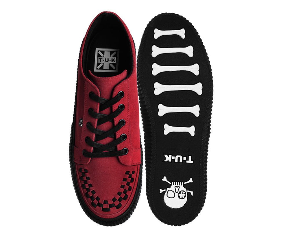 A3316 Red Suede Lace-Up Creeper Sneaker - T.U.K. Shoes