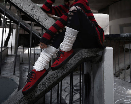 A3316 Red Suede Lace-Up Creeper Sneaker - T.U.K. Shoes