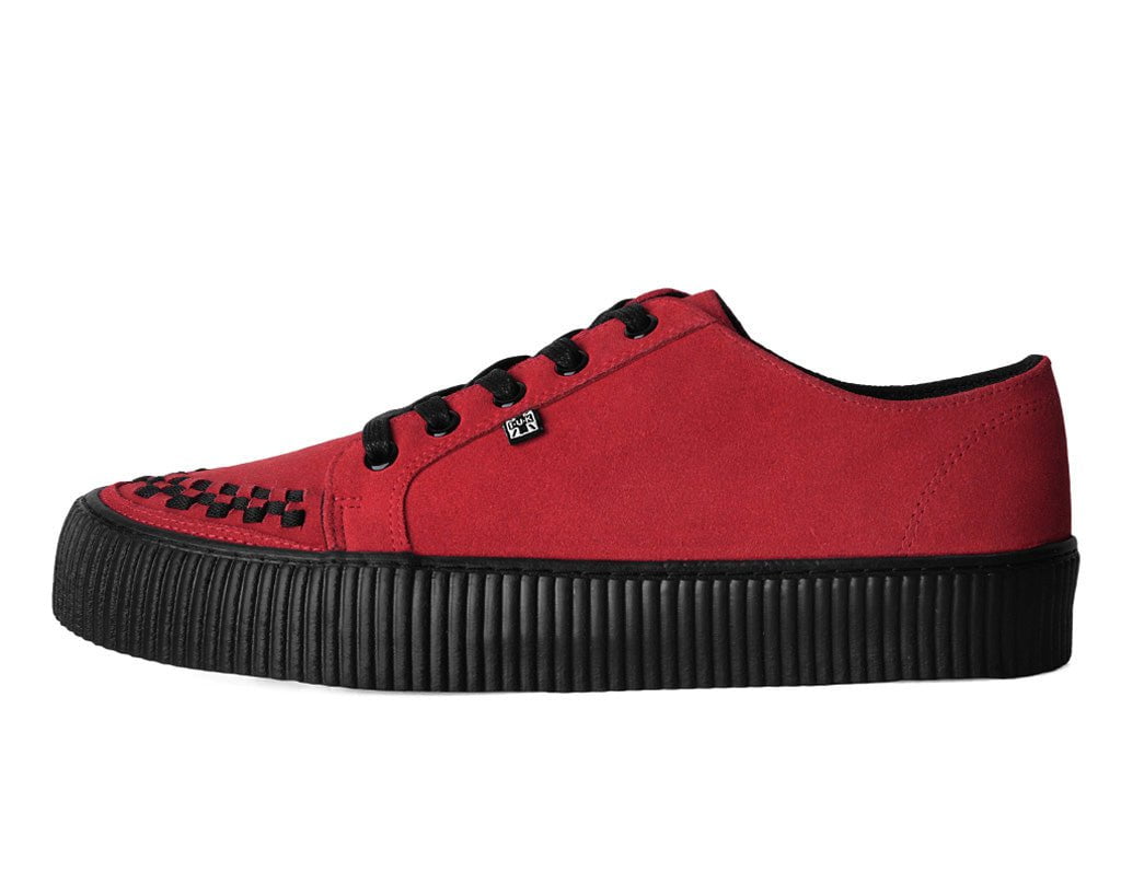 A3316 Red Suede Lace-Up Creeper Sneaker - T.U.K. Shoes