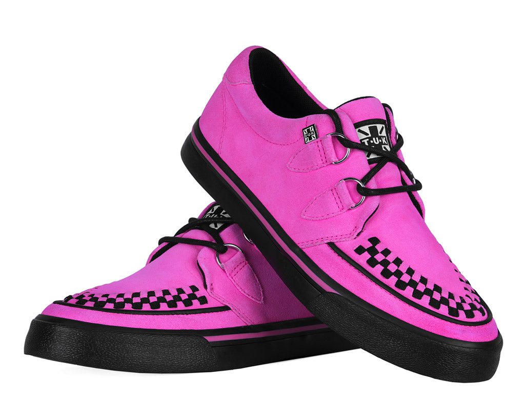 A3398 Neon Pink Suede Creeper Sneaker - T.U.K. Shoes