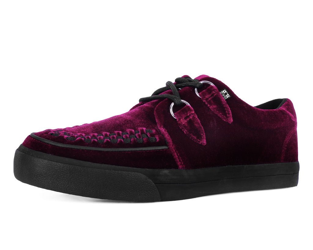 A3280 Burgundy Velvet D-Ring Interlace Sneaker - T.U.K. Shoes