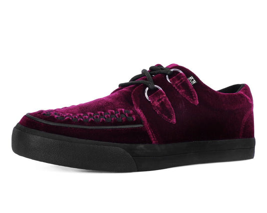 A3280 Burgundy Velvet D-Ring Interlace Sneaker - T.U.K. Shoes