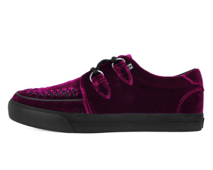 A3280 Burgundy Velvet D-Ring Interlace Sneaker - T.U.K. Shoes