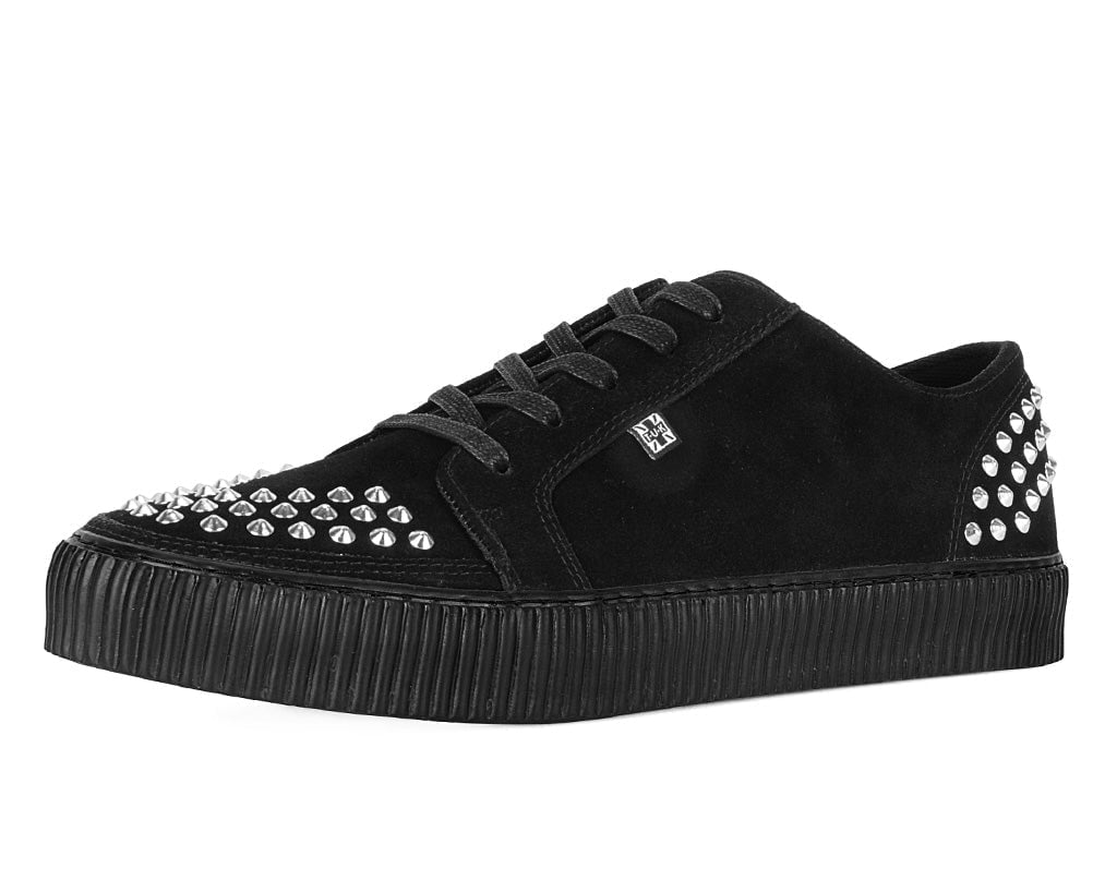A3353 Black Suede Studded Creeper Sneaker - T.U.K. Shoes