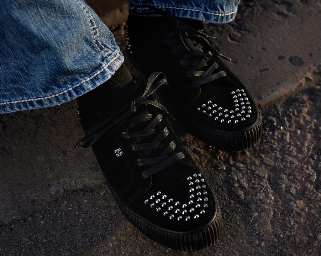 A3353 Black Suede Studded Creeper Sneaker - T.U.K. Shoes