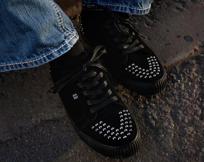 A3353 Black Suede Studded Creeper Sneaker - T.U.K. Shoes
