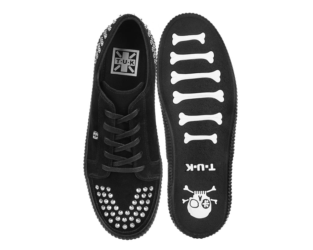A3353 Black Suede Studded Creeper Sneaker - T.U.K. Shoes