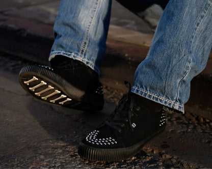 A3353 Black Suede Studded Creeper Sneaker - T.U.K. Shoes