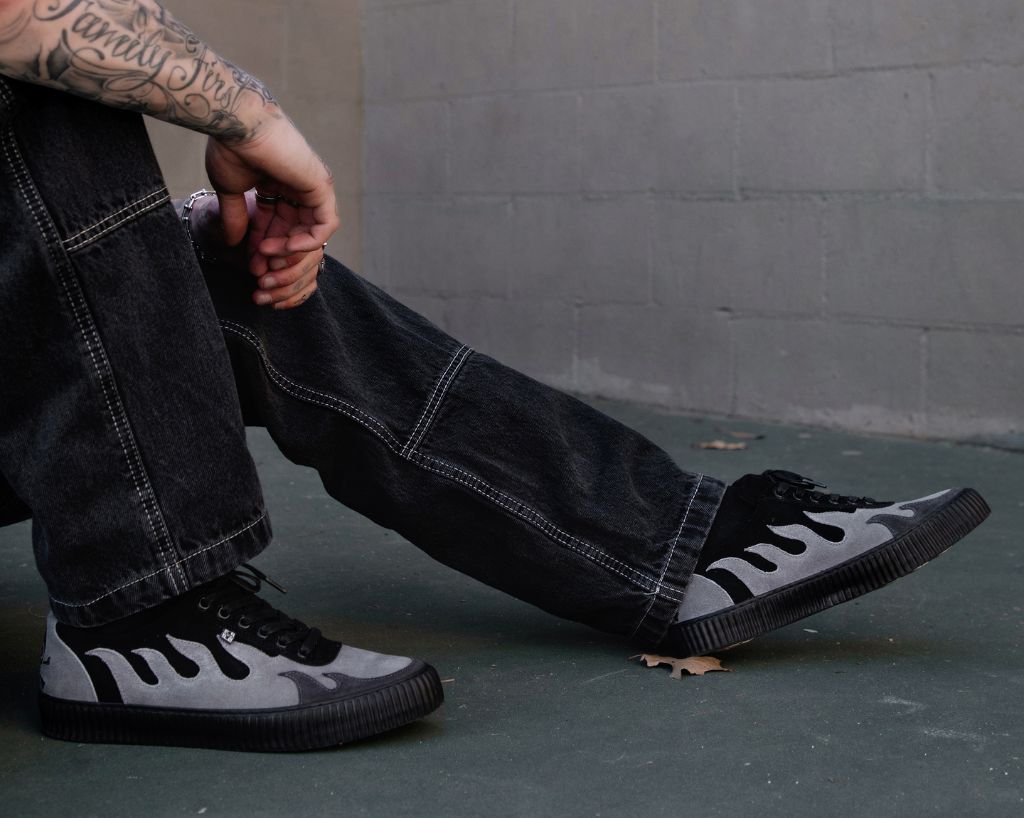 A3350 Black & Grey Suede Flame Creeper Sneaker - T.U.K. Shoes