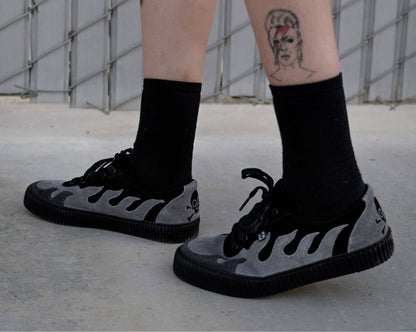 A3350 Black & Grey Suede Flame Creeper Sneaker - T.U.K. Shoes