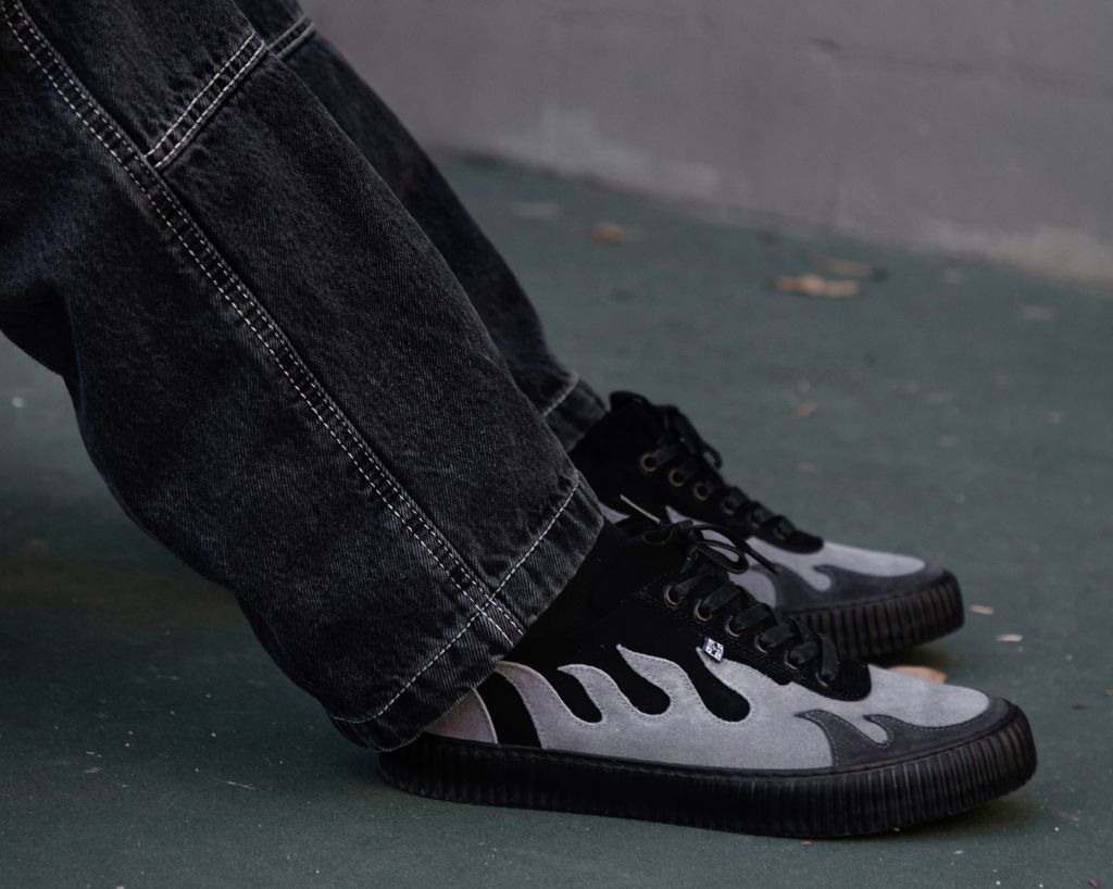 A3350 Black & Grey Suede Flame Creeper Sneaker - T.U.K. Shoes