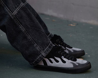 A3350 Black & Grey Suede Flame Creeper Sneaker - T.U.K. Shoes