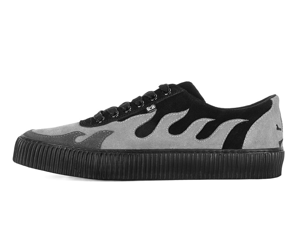 A3350 Black & Grey Suede Flame Creeper Sneaker - T.U.K. Shoes