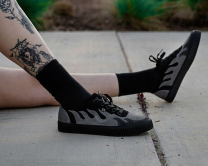 A3350 Black & Grey Suede Flame Creeper Sneaker - T.U.K. Shoes