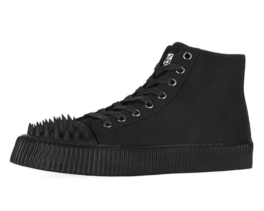 A3429 Black Twill Spiked Toe 8 Eye Sneaker Boot - T.U.K. Shoes