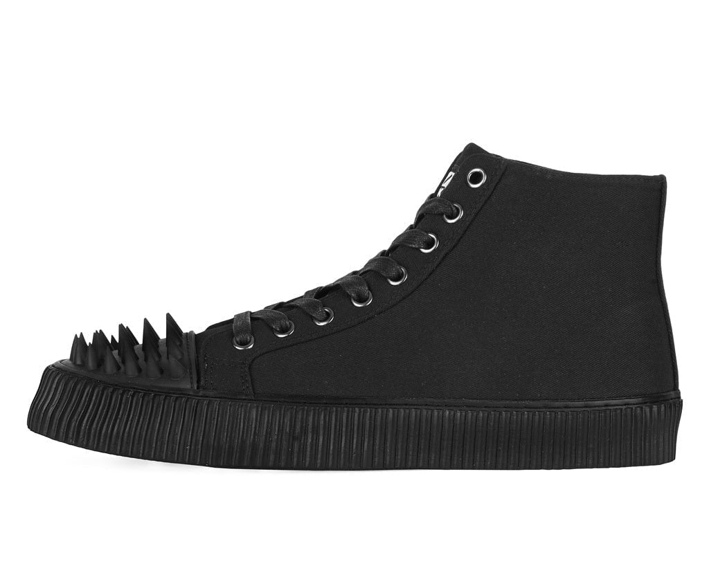 A3429 Black Twill Spiked Toe 8 Eye Sneaker Boot - T.U.K. Shoes