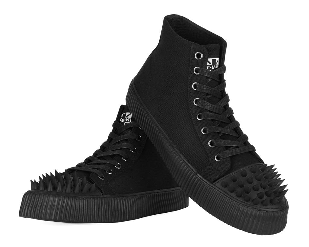 A3429 Black Twill Spiked Toe 8 Eye Sneaker Boot - T.U.K. Shoes
