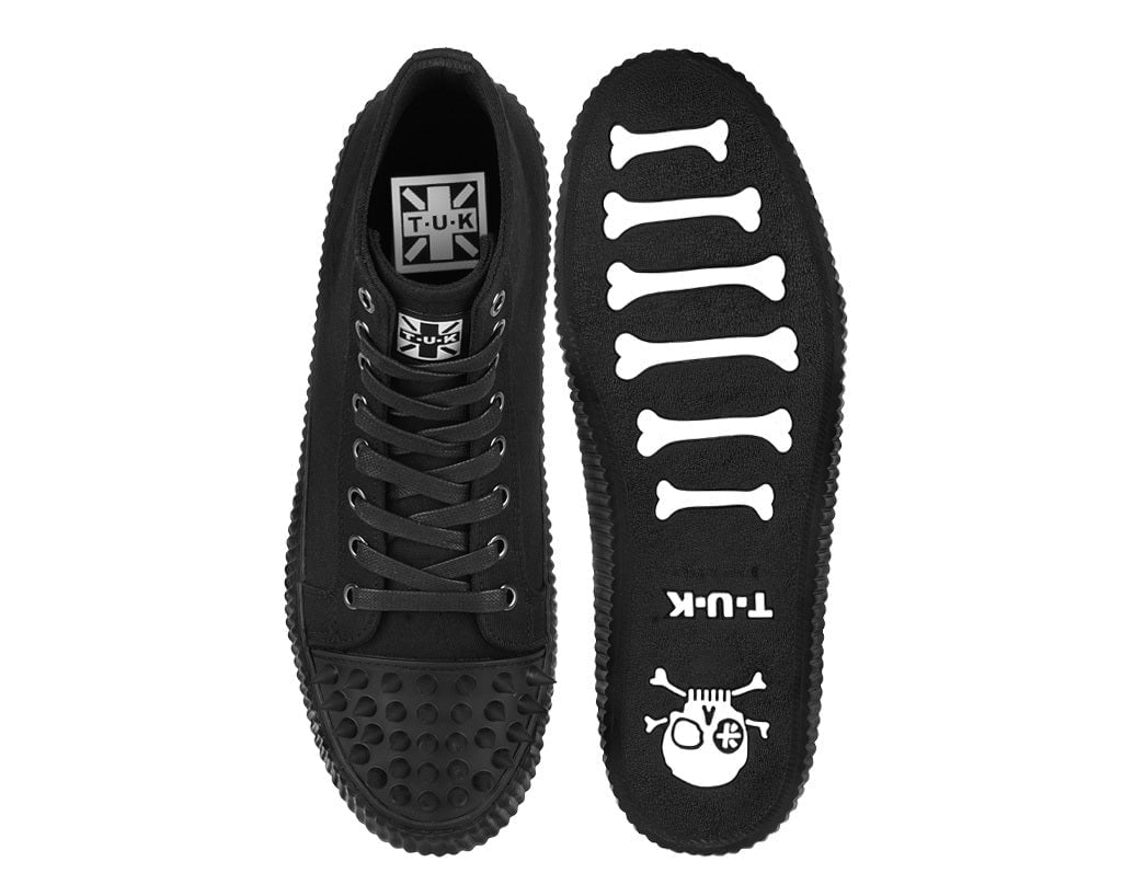 A3429 Black Twill Spiked Toe 8 Eye Sneaker Boot - T.U.K. Shoes