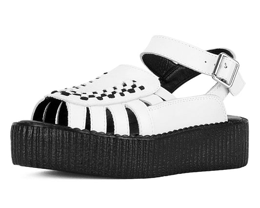 V3359L White Leather Interlace Viva Mondo Sandal - T.U.K. Shoes