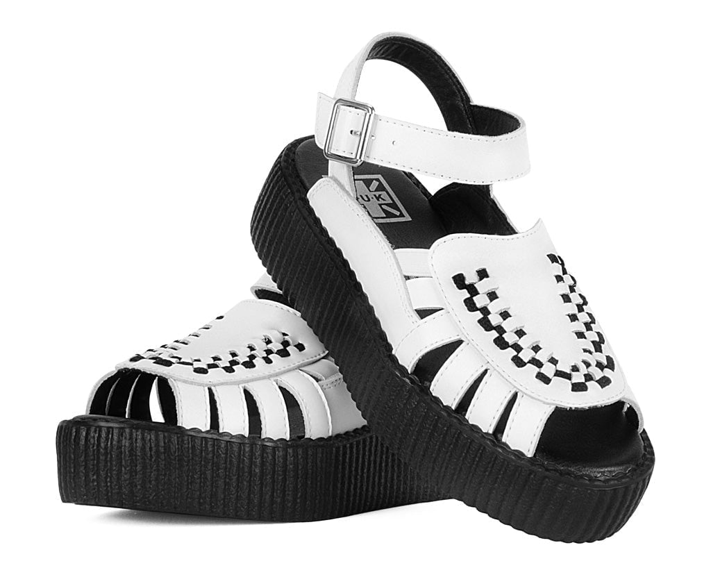 V3359L White Leather Interlace Viva Mondo Sandal - T.U.K. Shoes