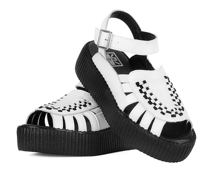 V3359L White Leather Interlace Viva Mondo Sandal - T.U.K. Shoes