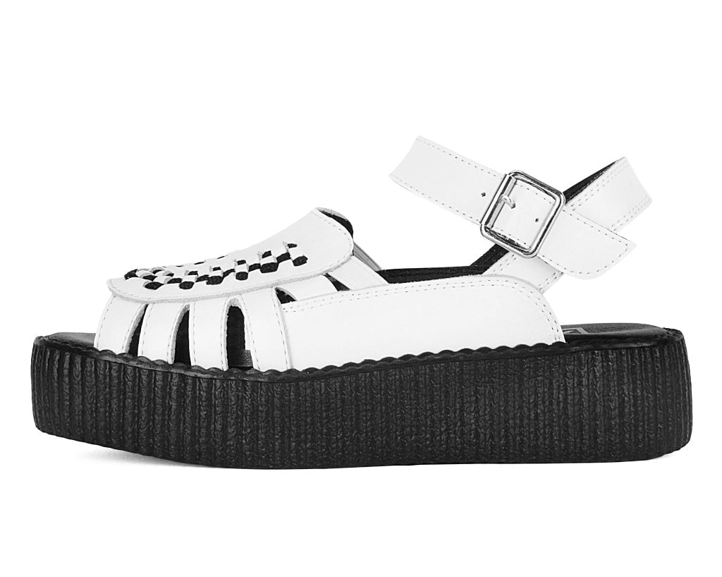 V3359L White Leather Interlace Viva Mondo Sandal - T.U.K. Shoes