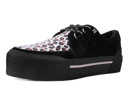 A3137 Black & Leopard Suede Platform Creeper Sneaker - T.U.K. Shoes