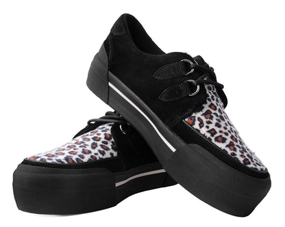 A3137 Black & Leopard Suede Platform Creeper Sneaker - T.U.K. Shoes
