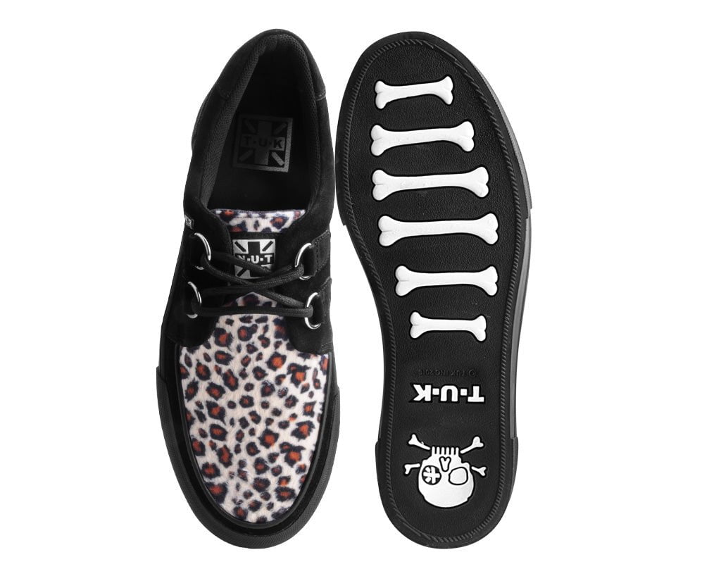 A3137 Black & Leopard Suede Platform Creeper Sneaker - T.U.K. Shoes