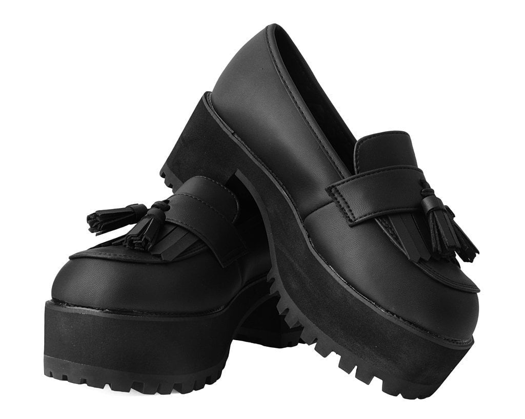 A9938L Black TUKskin™ Fringe Loafer Platform - T.U.K. Shoes