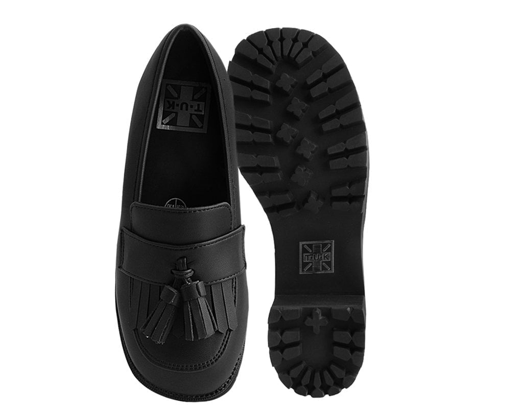 A9938L Black TUKskin™ Fringe Loafer Platform - T.U.K. Shoes