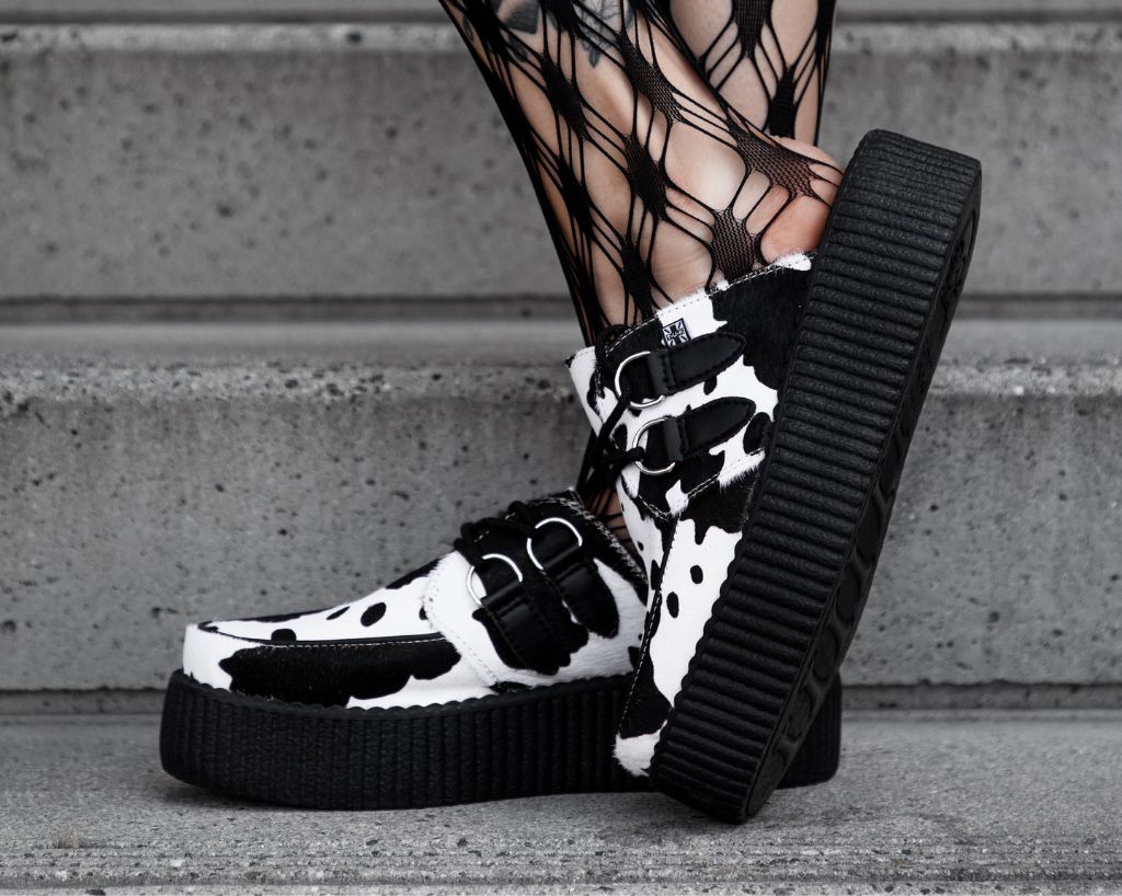 V3357L Cow Print Creeper Mule - T.U.K. Shoes