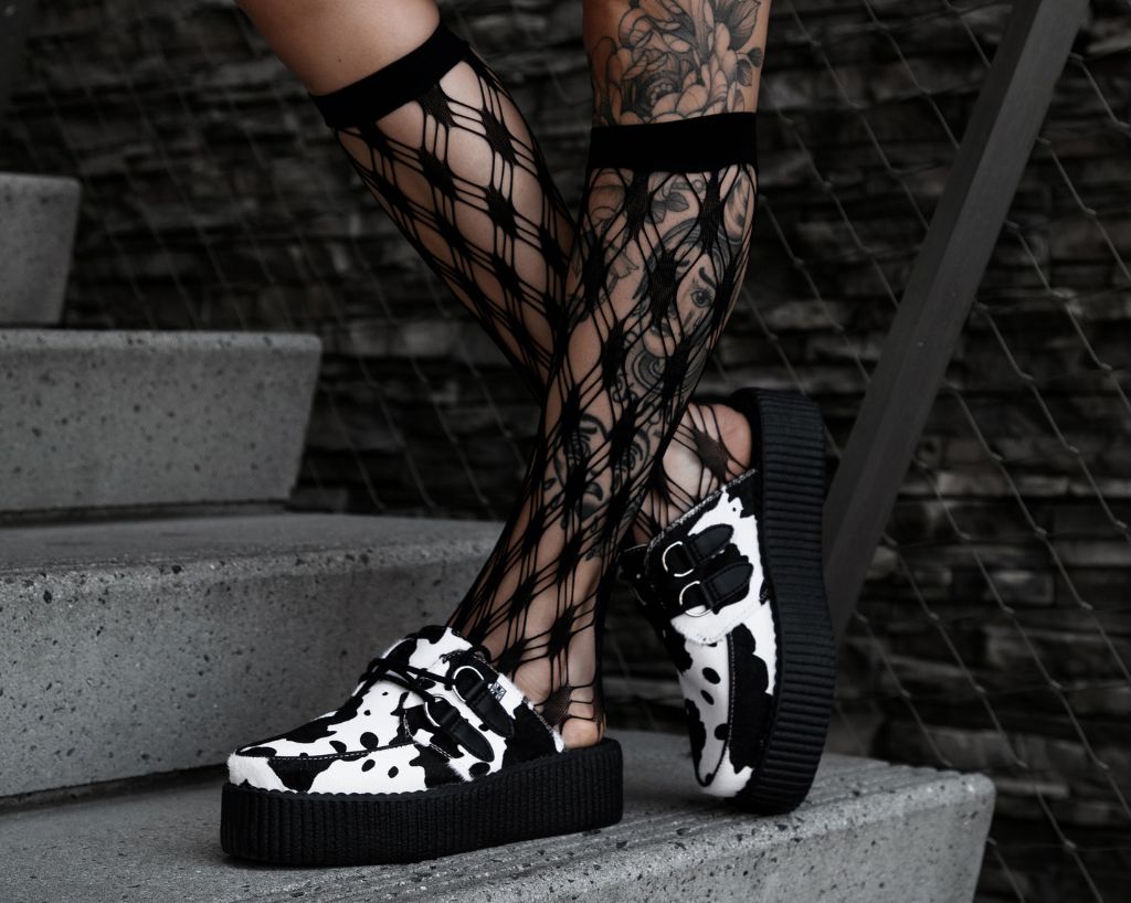 V3357L Cow Print Creeper Mule - T.U.K. Shoes