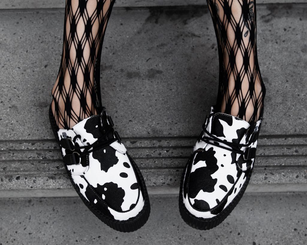 V3357L Cow Print Creeper Mule - T.U.K. Shoes