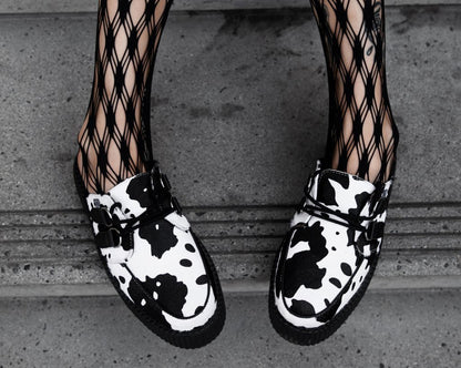 V3357L Cow Print Creeper Mule - T.U.K. Shoes