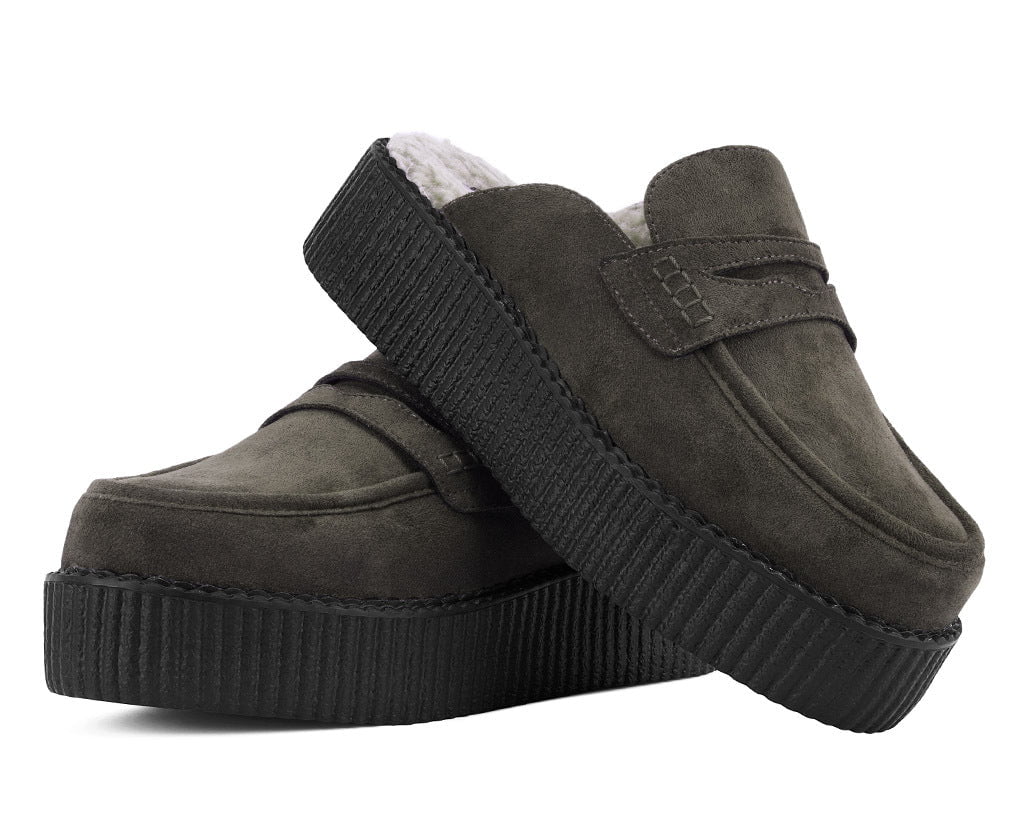 V3443 Brown Plush Lined Creeper Mule - T.U.K. Shoes