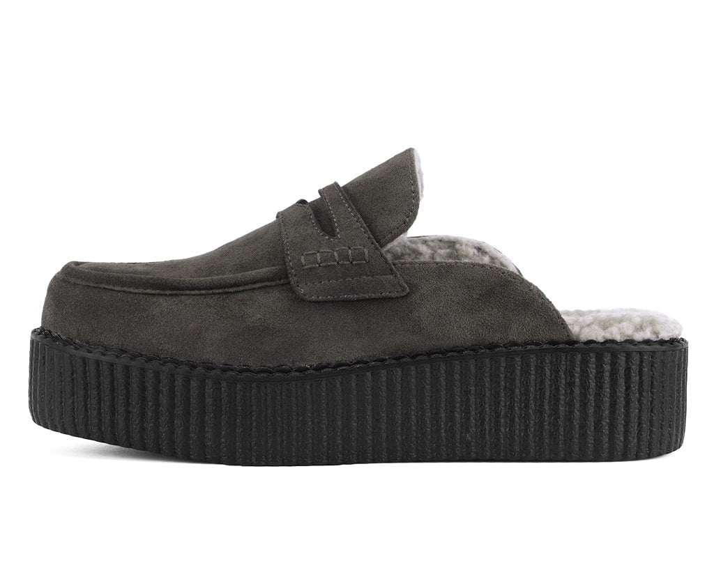 V3443 Brown Plush Lined Creeper Mule - T.U.K. Shoes